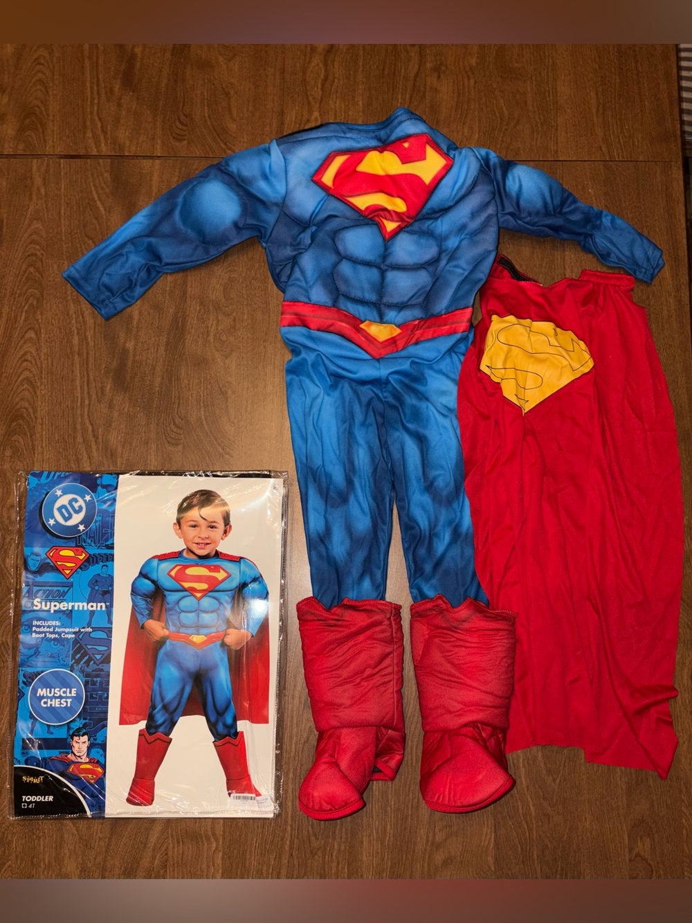 Kids Blue & Red Superman Costume with Muscle Chest